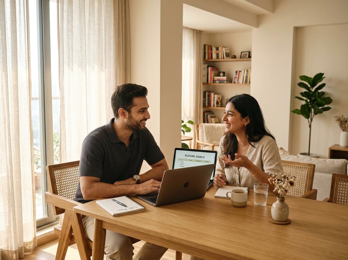 Indian couple planning investments and long-term financial freedom